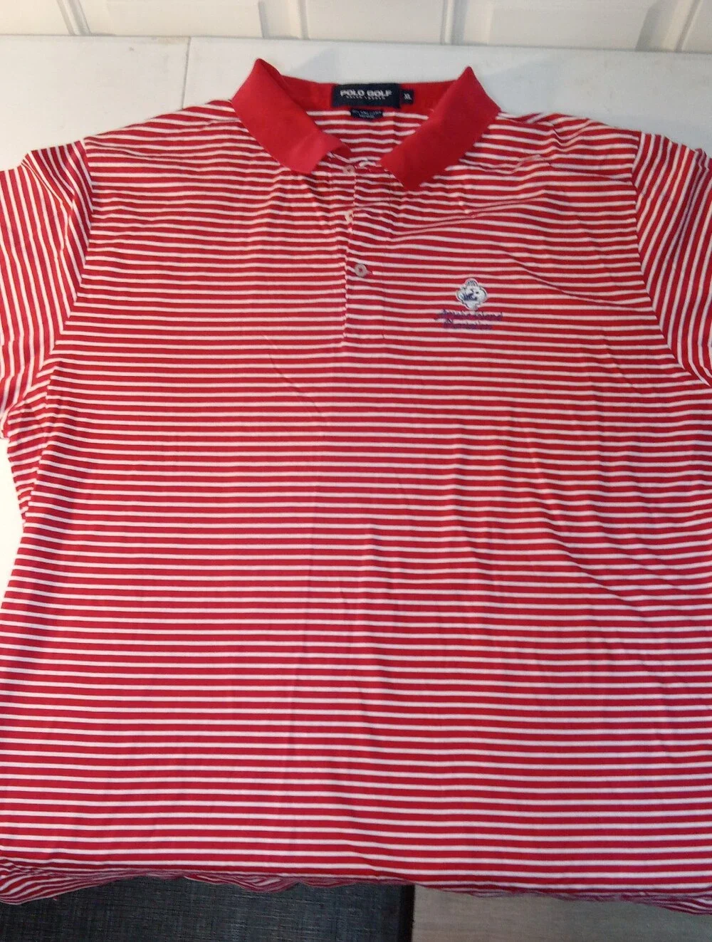 Ralph Lauren Red and White Horizontal Stripe Polo
